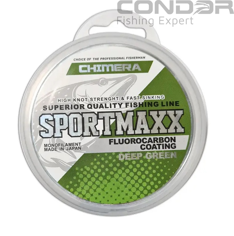 Леска Chimera SportMaxx Fluorocarbon Coating Deep Green 100м. 0.16мм. 3.9кг., фото 2