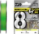 Шнур Daiwa UVF PE Dura Sensor 8EX+Si3 Lime Green Marking 150м. #0.3 3.0кг. 0.090мм.