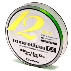 Шнур Daiwa Morethan 12BEX+Si lime green 135м. #1.0 10.2кг. 0.12мм., фото 1