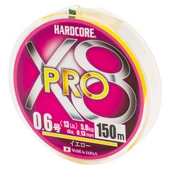 Шнур Duel Hardcore X8 PRO Yellow 150м. #1.2 max27lb 0.19мм. 12.0кг., фото 1