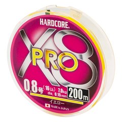 Шнур Duel Hardcore X8 PRO Yellow 200м. #2.0 max35lb 0.24мм. 16.0кг., фото 1