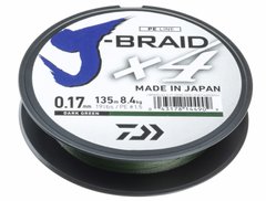 Шнур Daiwa J-Braid X4E Dark Green 135м. #2.5 12.4кг. 0.21мм., фото 1