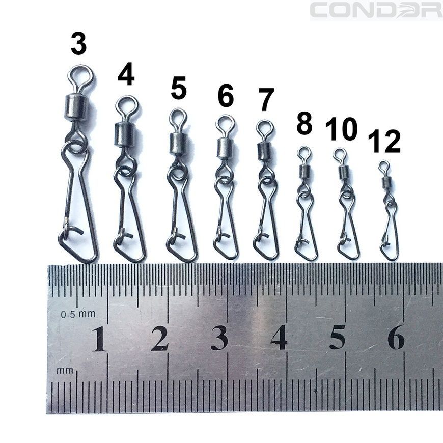 Европейская застежка с вертлюгом Condor Fishing CR43003 #8 7кг 10шт, фото 3