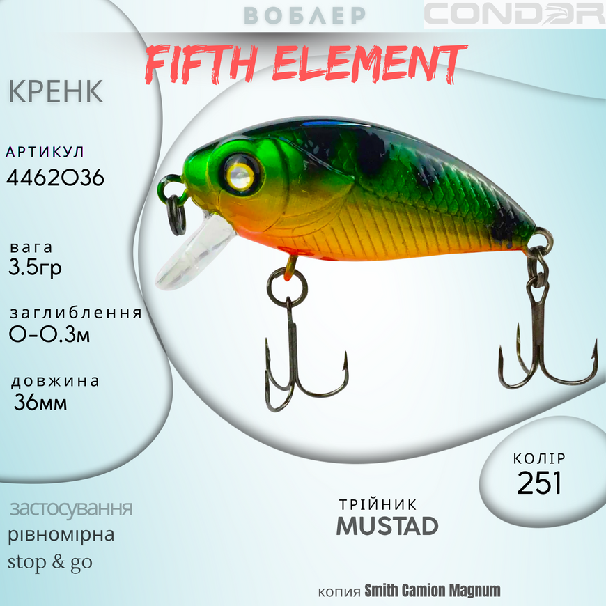 Воблер Condor Fifth Element 36F 36мм. 3.5гр. 0-0.3м. #251, фото 3