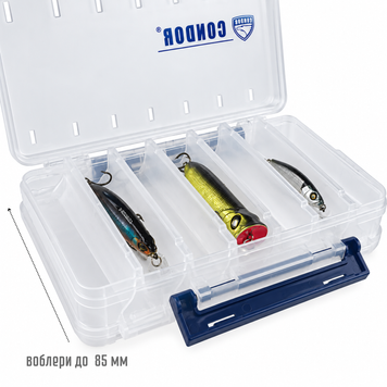 Коробка под воблера двухсторонняя Condor Fishing 200х125х35мм 14 ячеек Цвет: прозрачный, фото 1