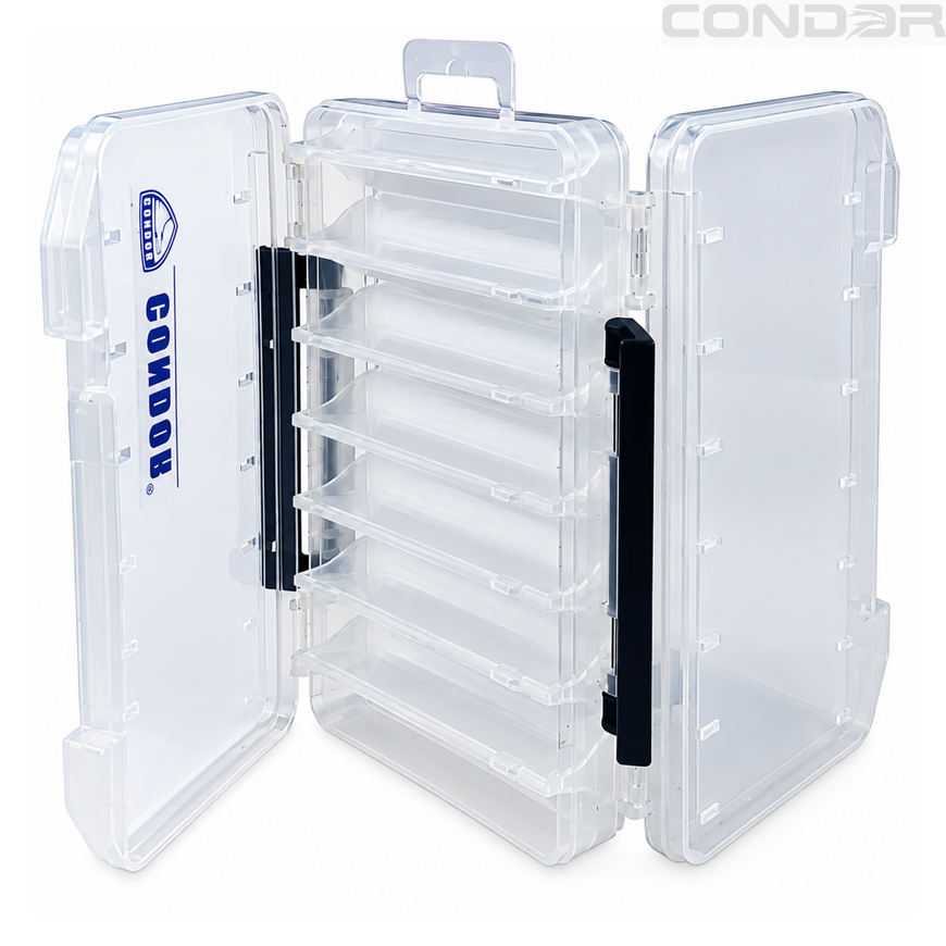 Коробка под воблера двухсторонняя Condor Fishing 200х125х35мм 14 ячеек Цвет: прозрачный, фото 2