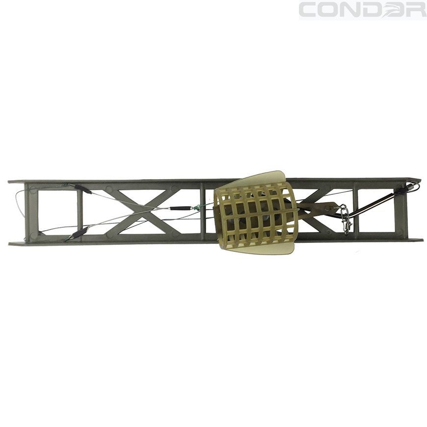 Оснастка Condor Fishing фидерная на широком мотовиле 65г 2 крючка Mustad