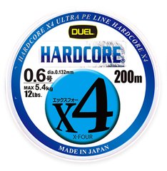 Шнур Duel Hardcore X4 5Color Yellow Marking 200м. #1.5 max25lb 0.209мм. 10.0кг., фото 1