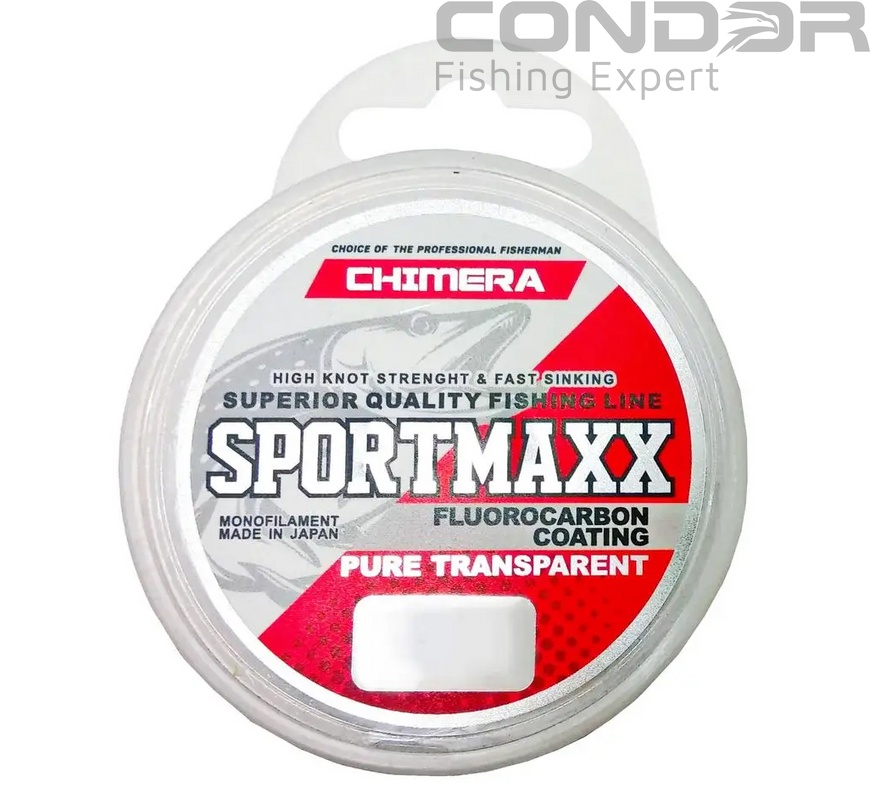 Леска Chimera SportMaxx Fluorocarbon Coating Pure Transparent 100м. 0.16мм. 3.9кг., фото 1