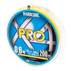 Шнур Duel Hardcore X4 PRO Yellow 200м. #2.0 max30lb 0.24мм. 13.0кг., фото 1